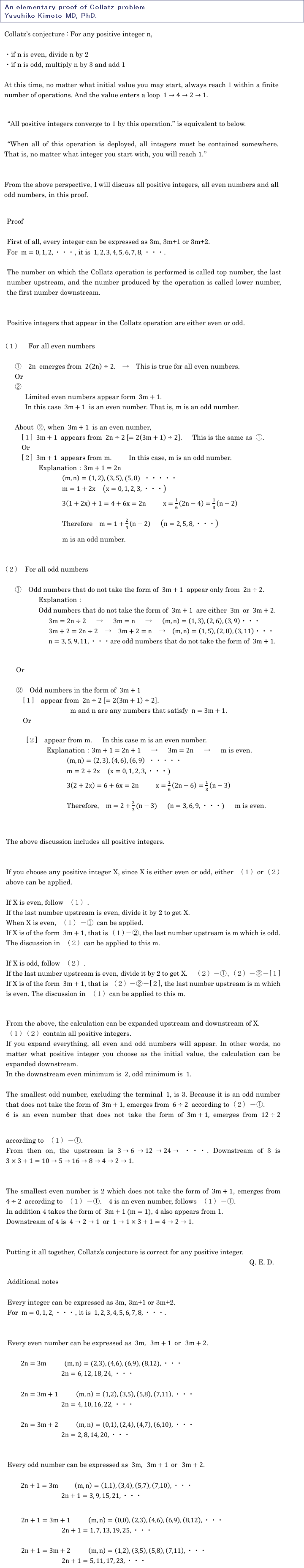 An elementary proof of Collatz problem